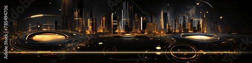 Digital illustration of city in abstract background. Futuristic city concept.