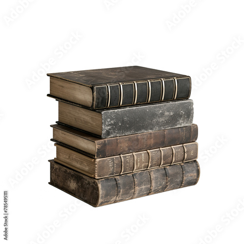 stacked of old books in isolated background