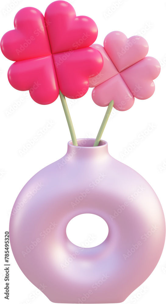 Fototapeta premium pink heart flowers in vase
