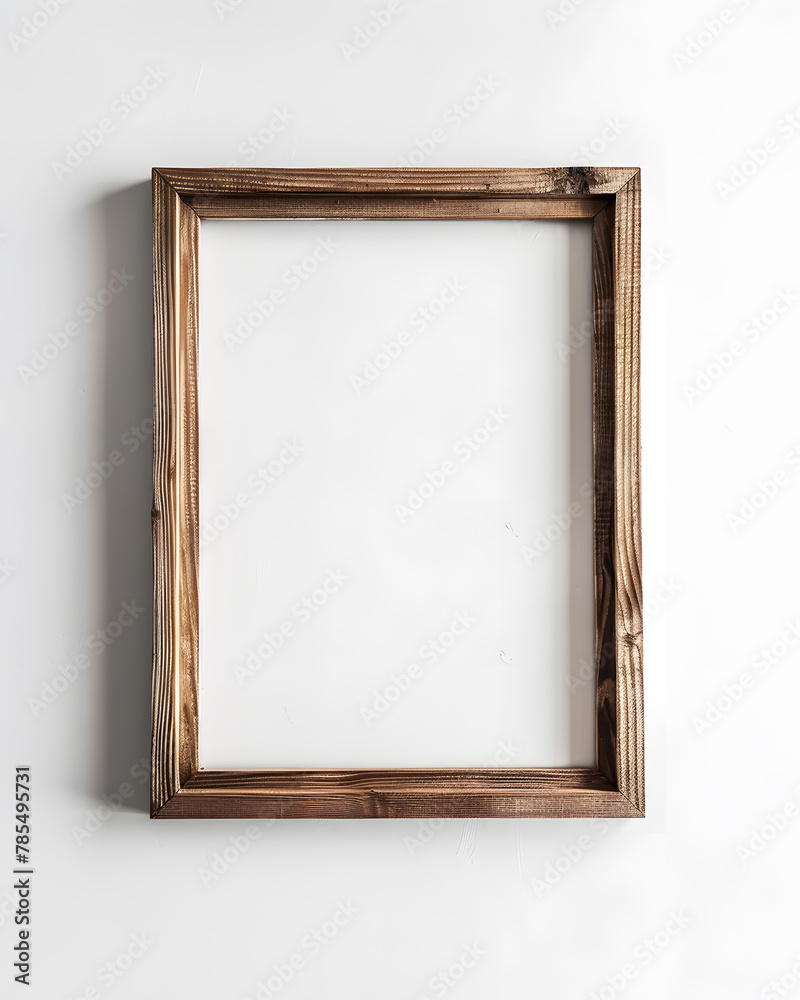 Thin wooden frame mock up isolated on white background Thin wooden frame mock up isolated on white background