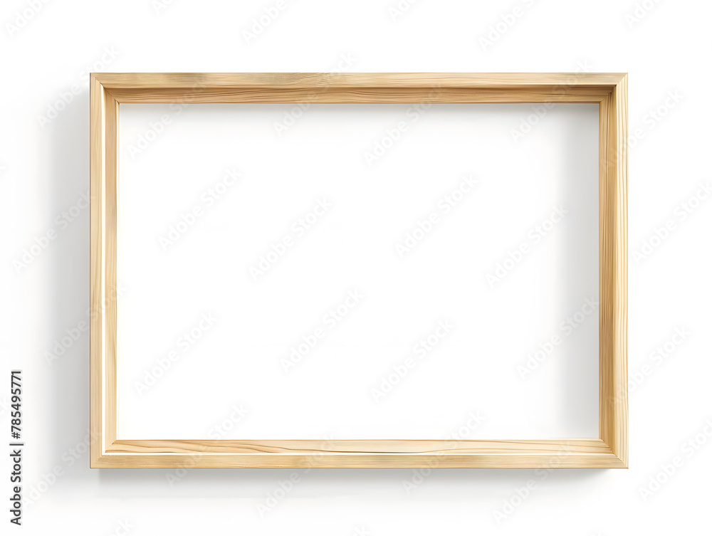 Thin wooden frame mock up isolated on white background Thin wooden frame mock up isolated on white background