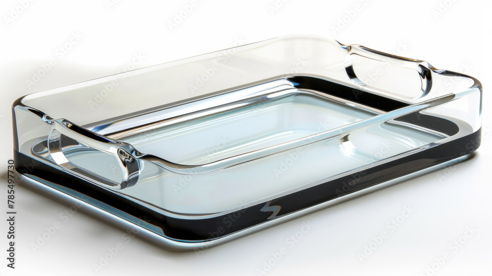 Clear glass baking dish on white background Clear glass baking dish on white background