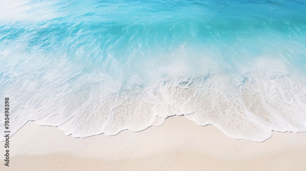 Aerial view of beautiful tropical beach with turquoise ocean wave