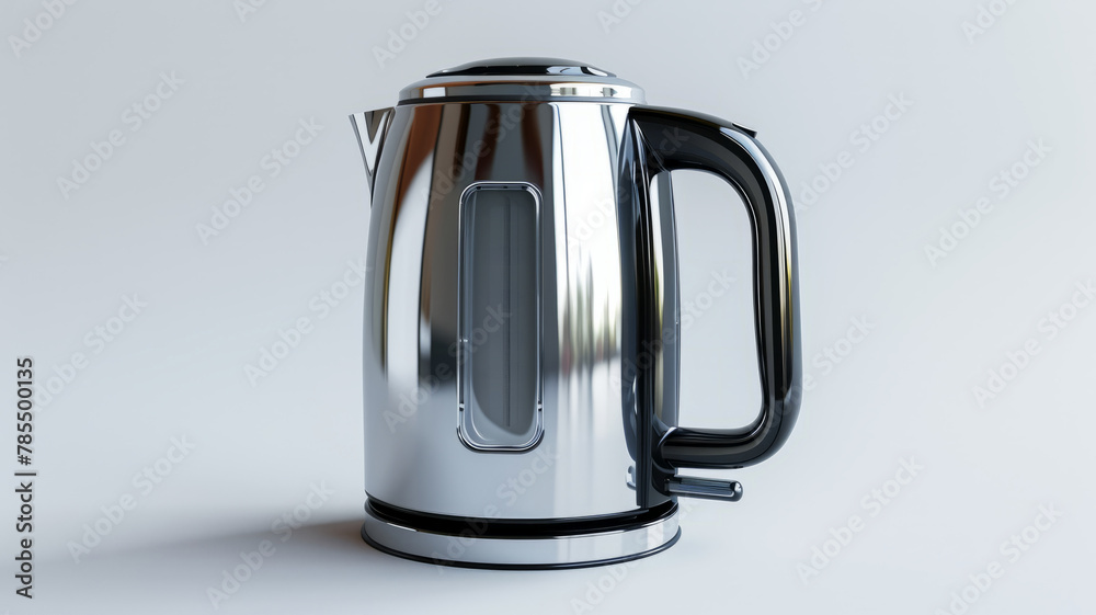 Stainless steel electric kettle on white background