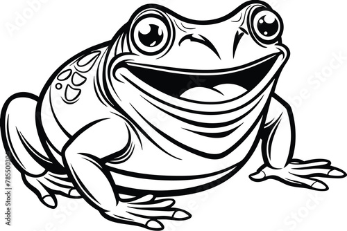 frog laughing, line art, vector illustration