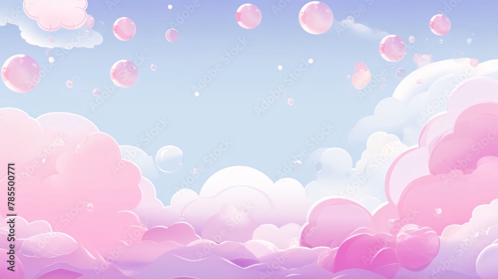 Pink and blue sky background with clouds and balloons. Vector illustration. Pink and blue sky background with clouds and balloons. Vector illustration.