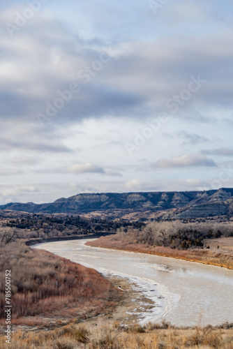 Little Missouri River in Theodore Roosevelt National Park in Spring 