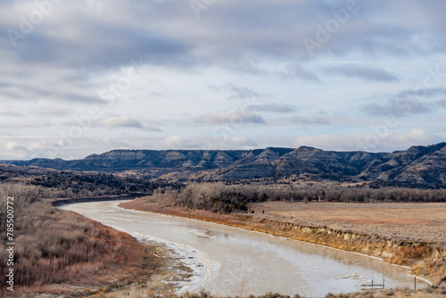 Little Missouri River in Theodore Roosevelt National Park in Spring 