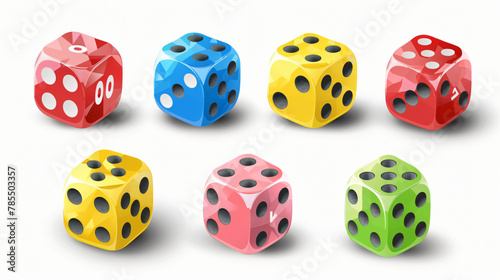 Vector circle line dice set.Board games. Isolated on white