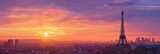 The Eiffel Tower silhouetted against the fiery skies of a Parisian sunset