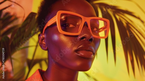 Fashion Model in Bold Orange Glasses
