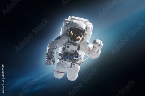 Astronaut floats in mesmerizing void of space, embodying human exploration beyond Earth