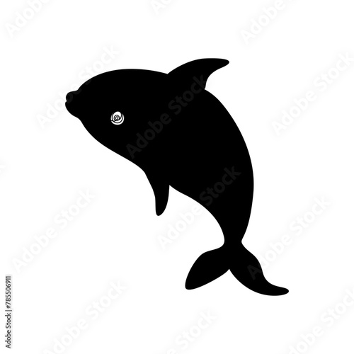 Dolphin fish jumps silhouette vector art  illustration and animal icon design