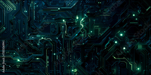 Futuristic abstract hi-tech background in  Blue and Indigo with electrical chains symbolizing digital security. Cybernetic innovation meets data protection. Encryption and network defense.