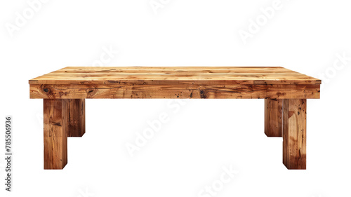 A wooden table on a white background.