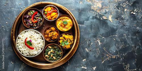 Indian thali with variety of dishes