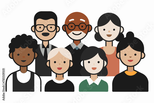 Black and white vector icons representing different age groups of people, providing a clear and concise visual representation of age diversity
