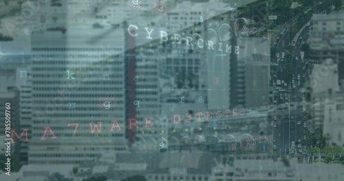 Image of data processing over cityscape photo
