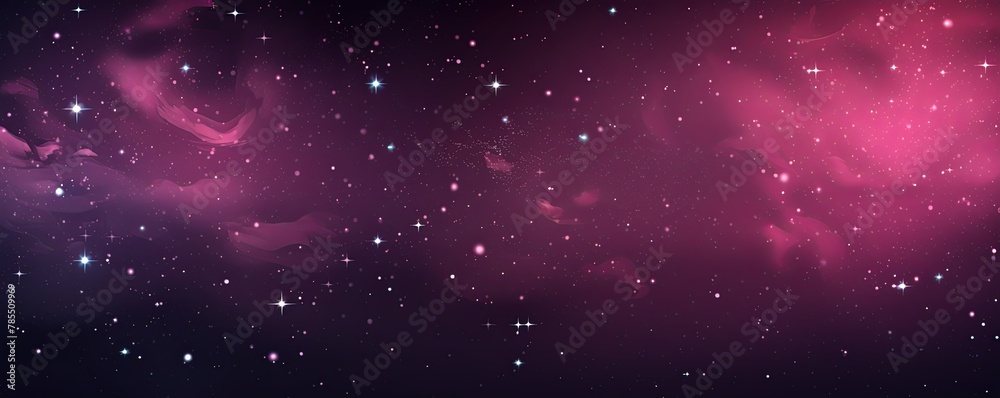 Starry night sky background with glowing stars on a dark Magenta background vector illustration