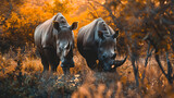 White Rhinos Grazing at Kruger National Park