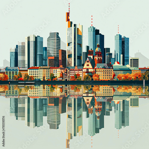 Frankfurt city flat vector skyline illustration