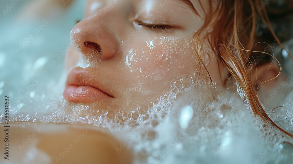 Fototapeta premium Tranquil Bubble Bath Moment