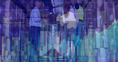 Image of data processing over diverse workers in warehouse
