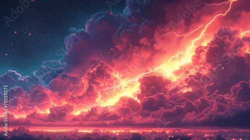 Illustration of lightning from the clouds photo