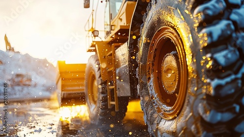 Up-close vibrancy on a powerful yellow loader's details
