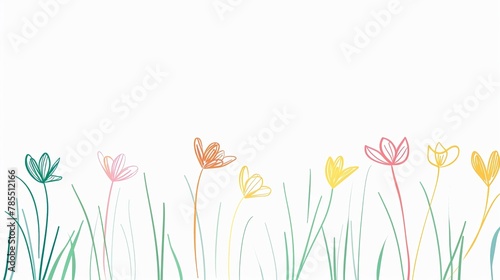 a minimalist spring illustration with colored lines positive image and mood plain white background
