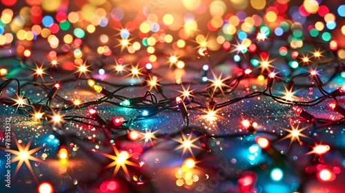 Festive holiday background with a dazzling display of Christmas lights 05