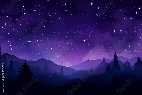 Starry night sky background with colorful glowing stars on a dark backdrop with copy space for text design photo or product, empty blank copyspace © Celina