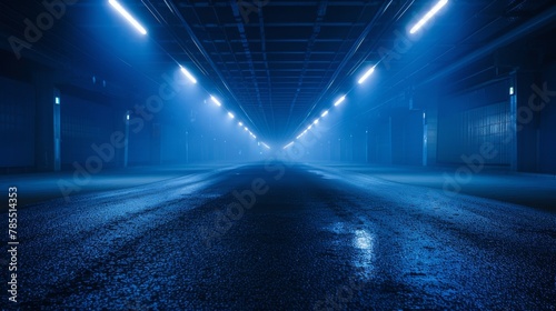 night empty road with modern LED street lights.