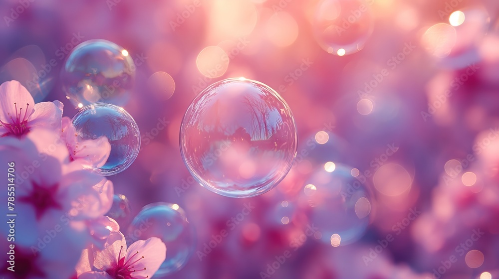 Serenity in Spring: Blossoms and Bubbles