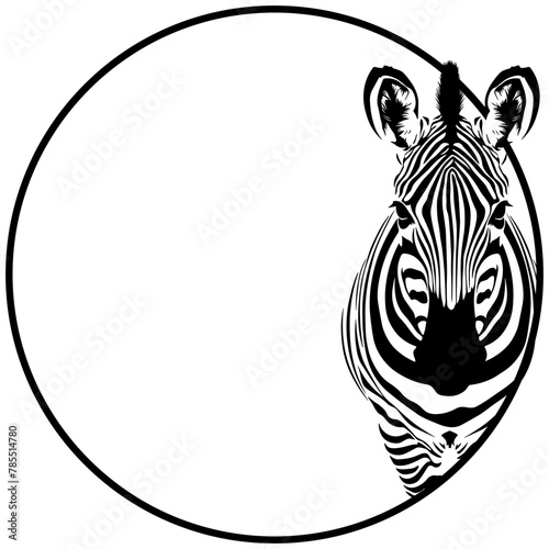 round frame with black zebra without background