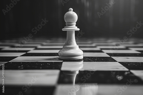 A single white chess piece on a chess board