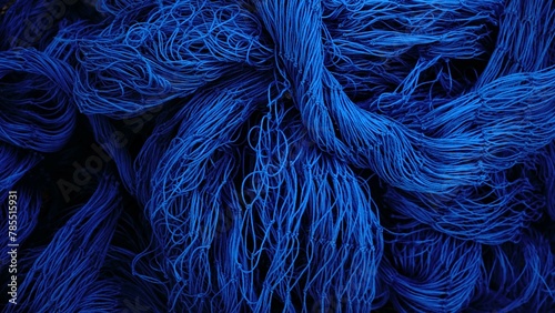blue fabric background of waving net threads