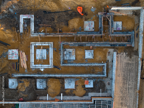 Construction foundation from an aerial view