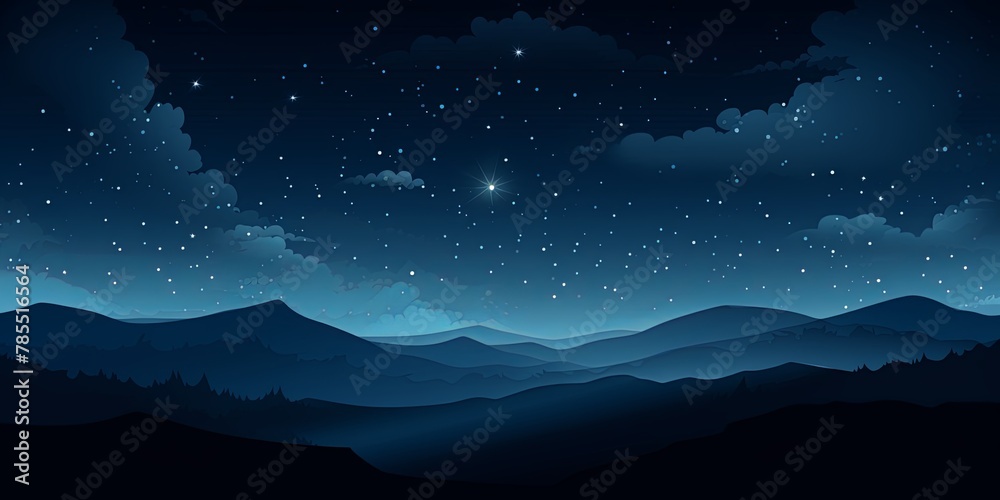 Starry night sky background with glowing stars on a dark backdrop with copy space for text design photo or product, empty blank copyspace