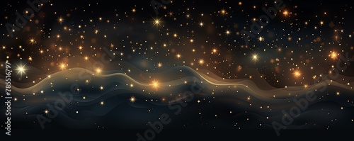 Starry night sky background with glowing stars on a dark backdrop with copy space for text design photo or product, empty blank copyspace photo