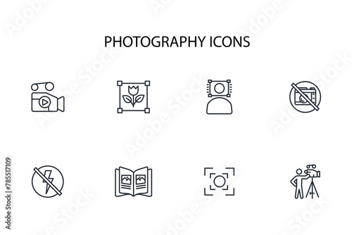 Photography icon set.vector.Editable stroke.linear style sign for use web design,logo.Symbol illustration.