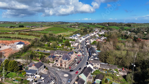 Aerial view of Greyabbey Village Strangford Lough Ards Peninsula County Down Northern Ireland photo