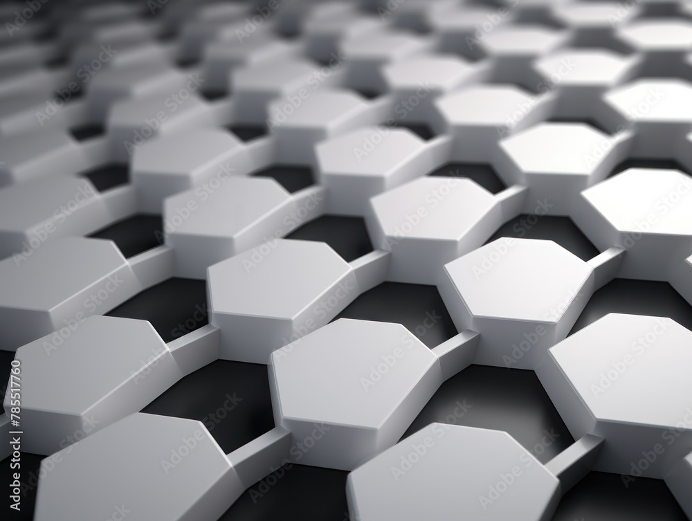 White dark 3d render background with hexagon pattern