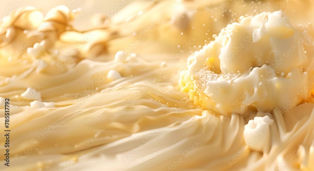 Illustration of silk proteins for skin softening, with a cocoon and silk thread blurred behind