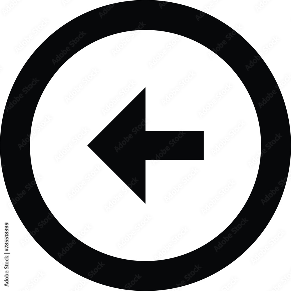 Play arrow left button icon. Video and music play icon. A triangle within a circle is a media player symbol. Video and audio multimedia reproduction. Isolated vector illustration on white background. Play arrow left button icon. Video and music play icon. A triangle within a circle is a media player symbol. Video and audio multimedia reproduction. Isolated vector illustration on white background.