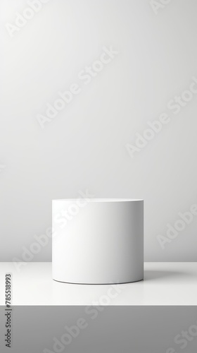 White minimal background with cylinder pedestal podium for product display presentation mock up in 3d rendering illustration vector design, in the style of ultra realistic