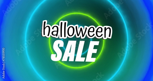 Image of halloween sale text and circles on black background