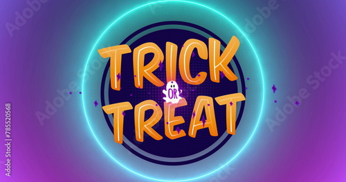 Image of trick or treat text over circles