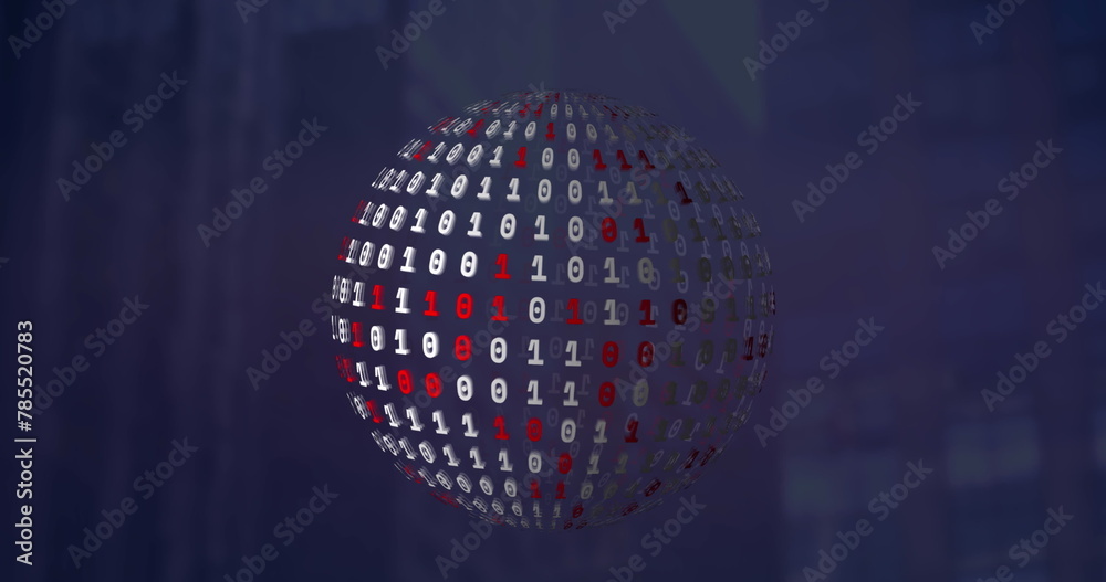 Fototapeta premium Image of globe with network of connections over binary coding