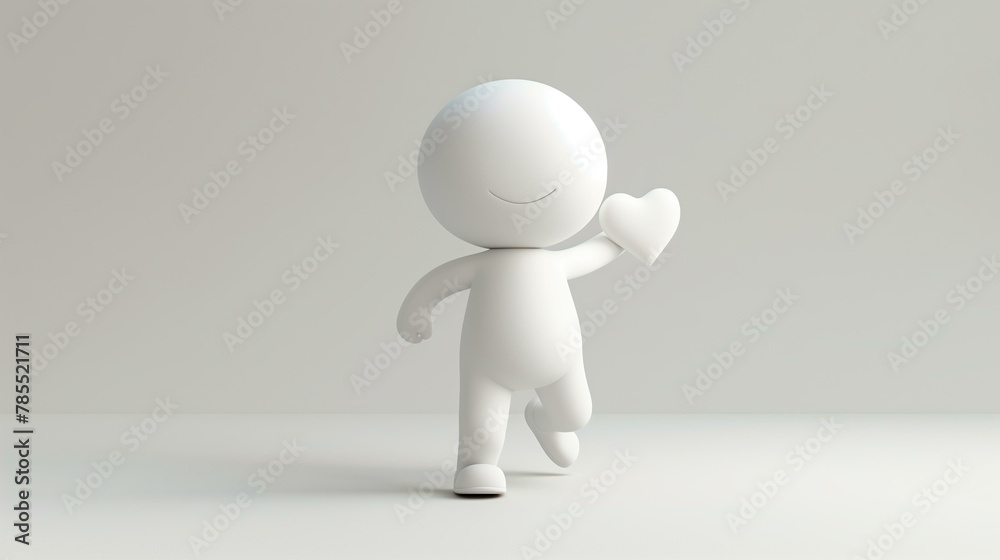 Character holding heart, success sign smiling idea love Character holding heart, success sign smiling idea love